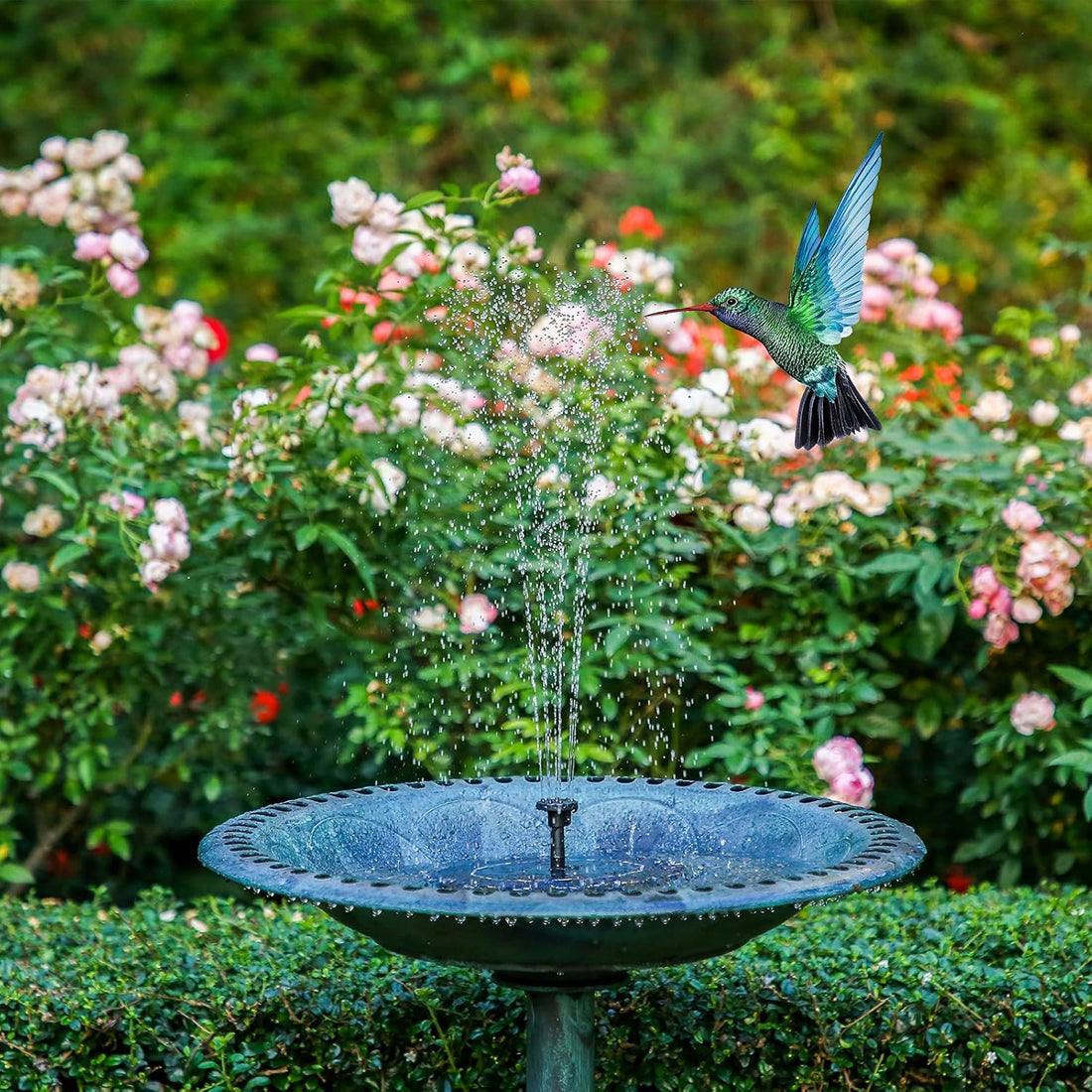 AISITIN Solarbrunnen für Draussen, 2,5W Solar Springbrunnen für Vogeltränke | Solar Springbrunnen für Außen mit 6 Fontänenstile, Solar Schwimmender Fontäne Pumpe mit 4 Stützstange für Garten, Vogel-Bad
