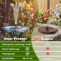 AISITIN Solarbrunnen für Draussen, 2,5W Solar Springbrunnen für Vogeltränke | Solar Springbrunnen für Außen mit 6 Fontänenstile, Solar Schwimmender Fontäne Pumpe mit 4 Stützstange für Garten, Vogel-Bad